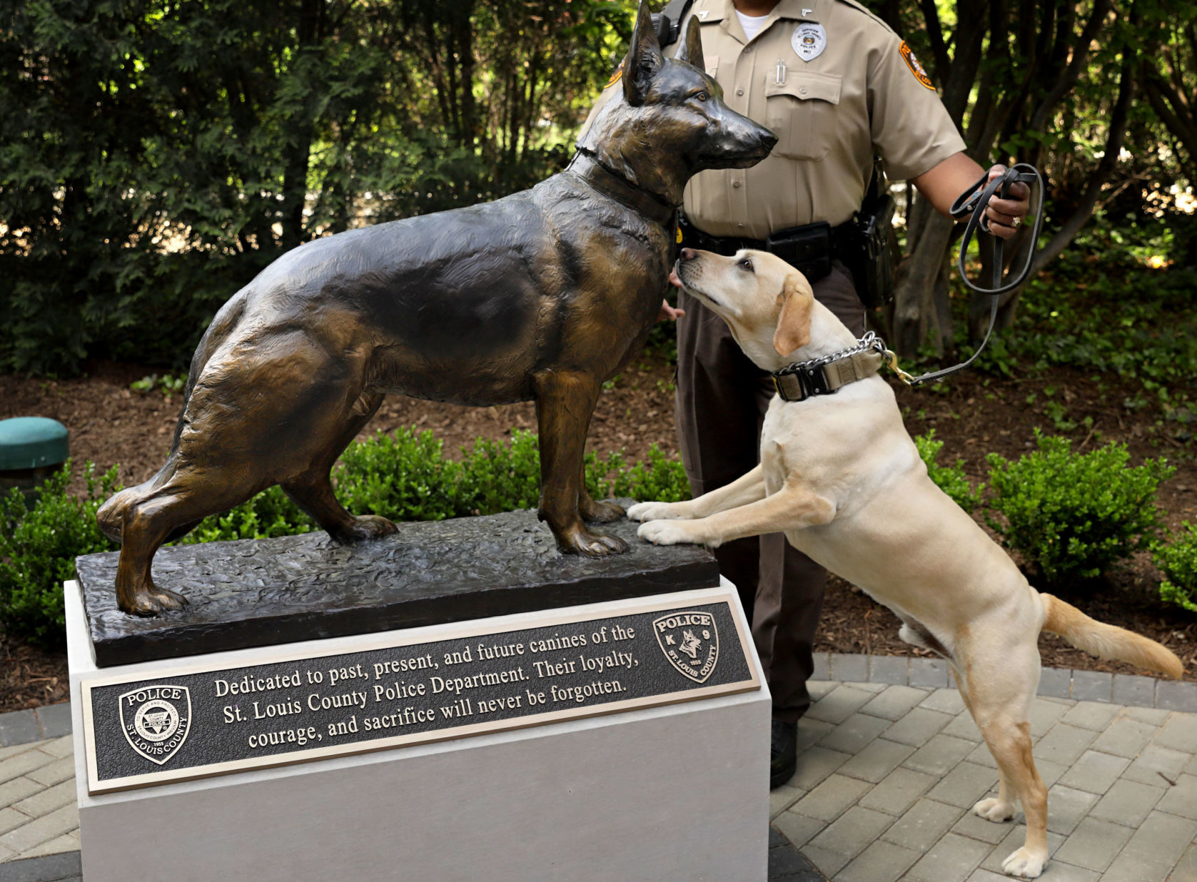 Statue honoring St. Louis County Police dogs unveiled